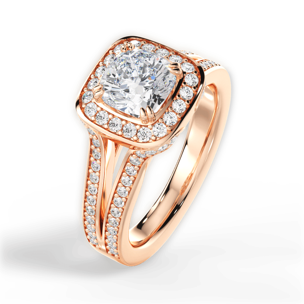 Mackenzie Cushion Cut Lab Grown Diamond 18Kt Rose Gold Engagement Ring - View 3