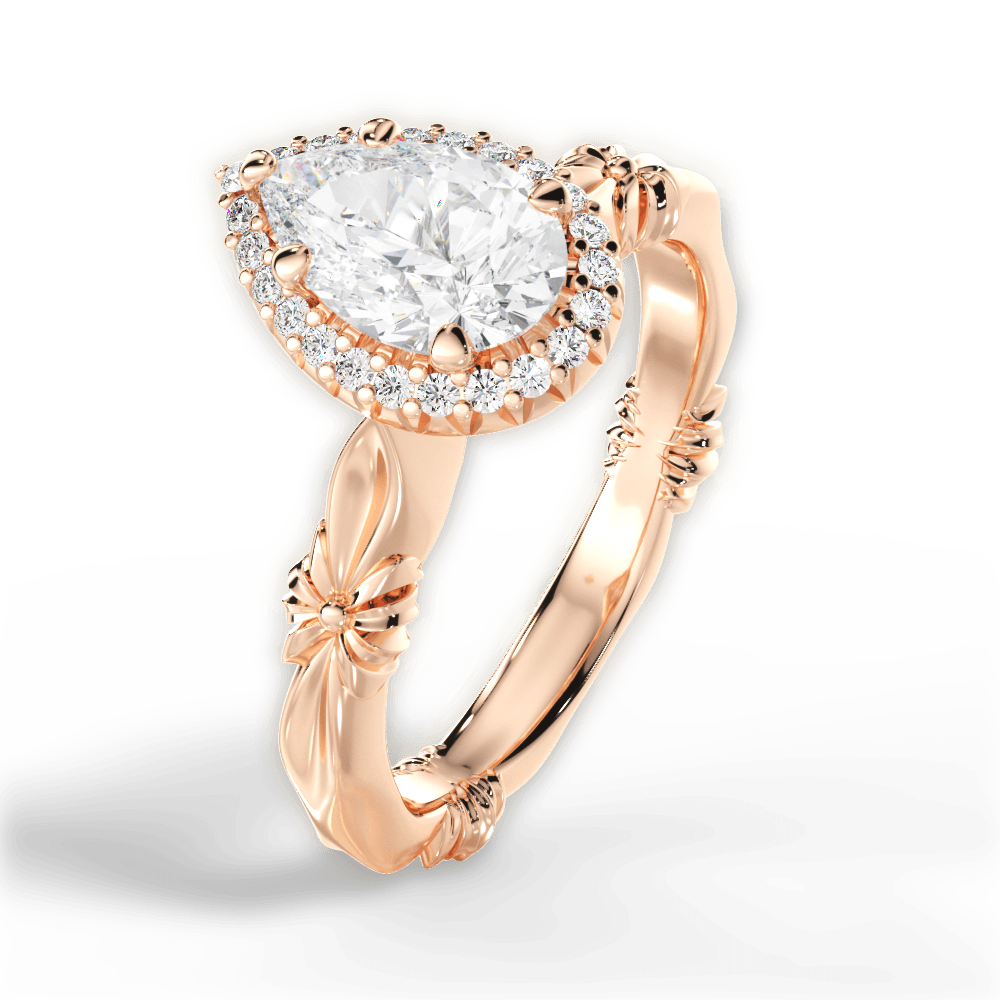 Erica Pear Cut Lab Grown Diamond 18Kt Rose Gold Engagement Ring - View 3