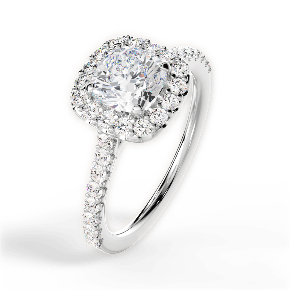 Ingrid Cushion Cut Lab Grown Diamond Platinum Engagement Ring - View 4