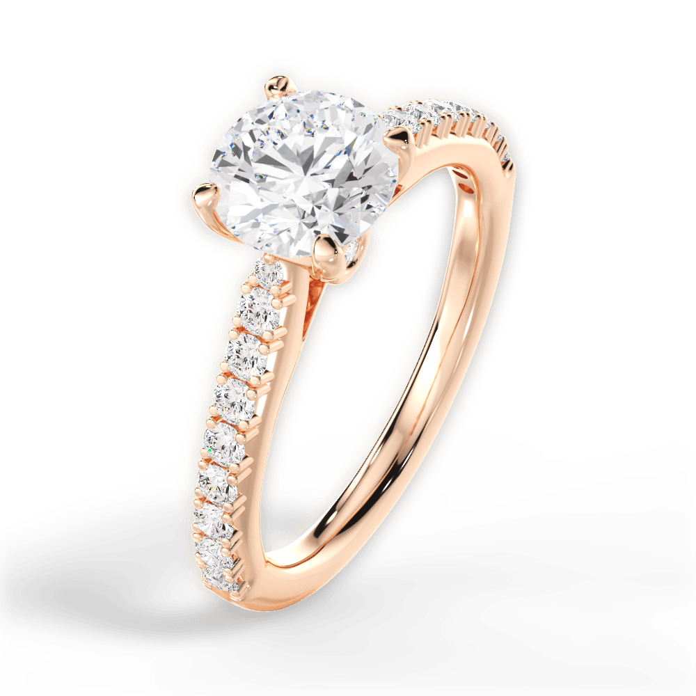 Frances Round Cut Lab Grown Diamond 18Kt Rose Gold Engagement Ring - View 2