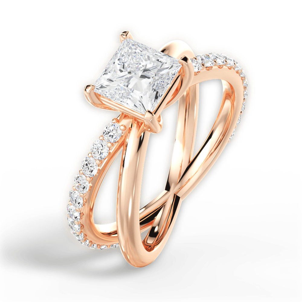 Jennifer Princess Cut Lab Grown Diamond 18Kt Rose Gold Engagement Ring - View 2