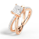 Jennifer Princess Cut Lab Grown Diamond 18Kt Rose Gold Engagement Ring - View 2
