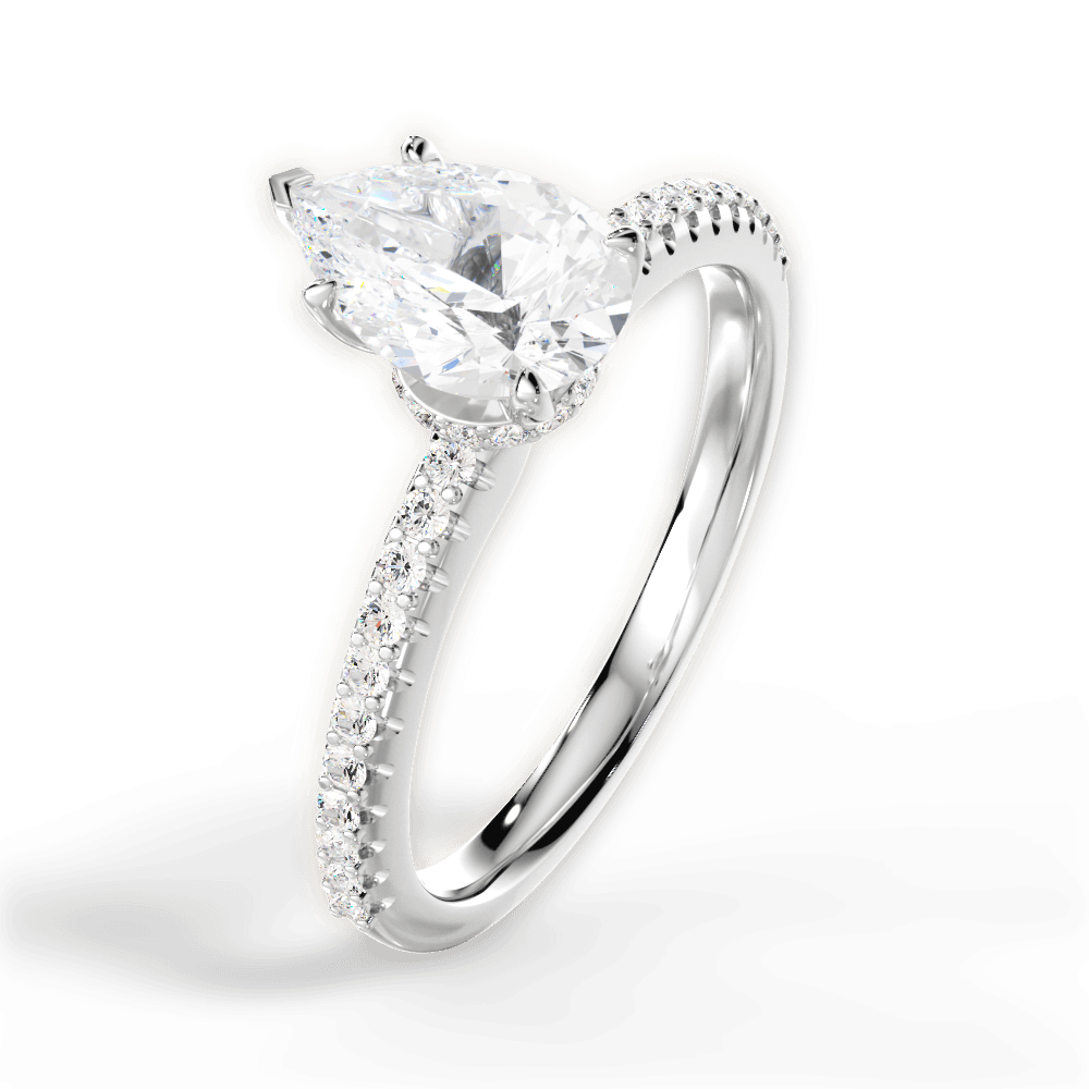 Giselle Pear Cut Lab Grown Diamond 14Kt White Gold Engagement Ring - View 3