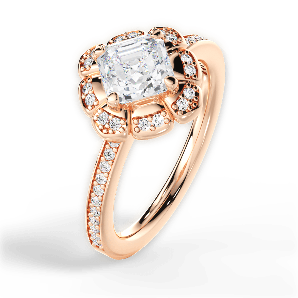 Hayley Asscher Cut Lab Grown Diamond 18Kt Rose Gold Engagement Ring - View 3
