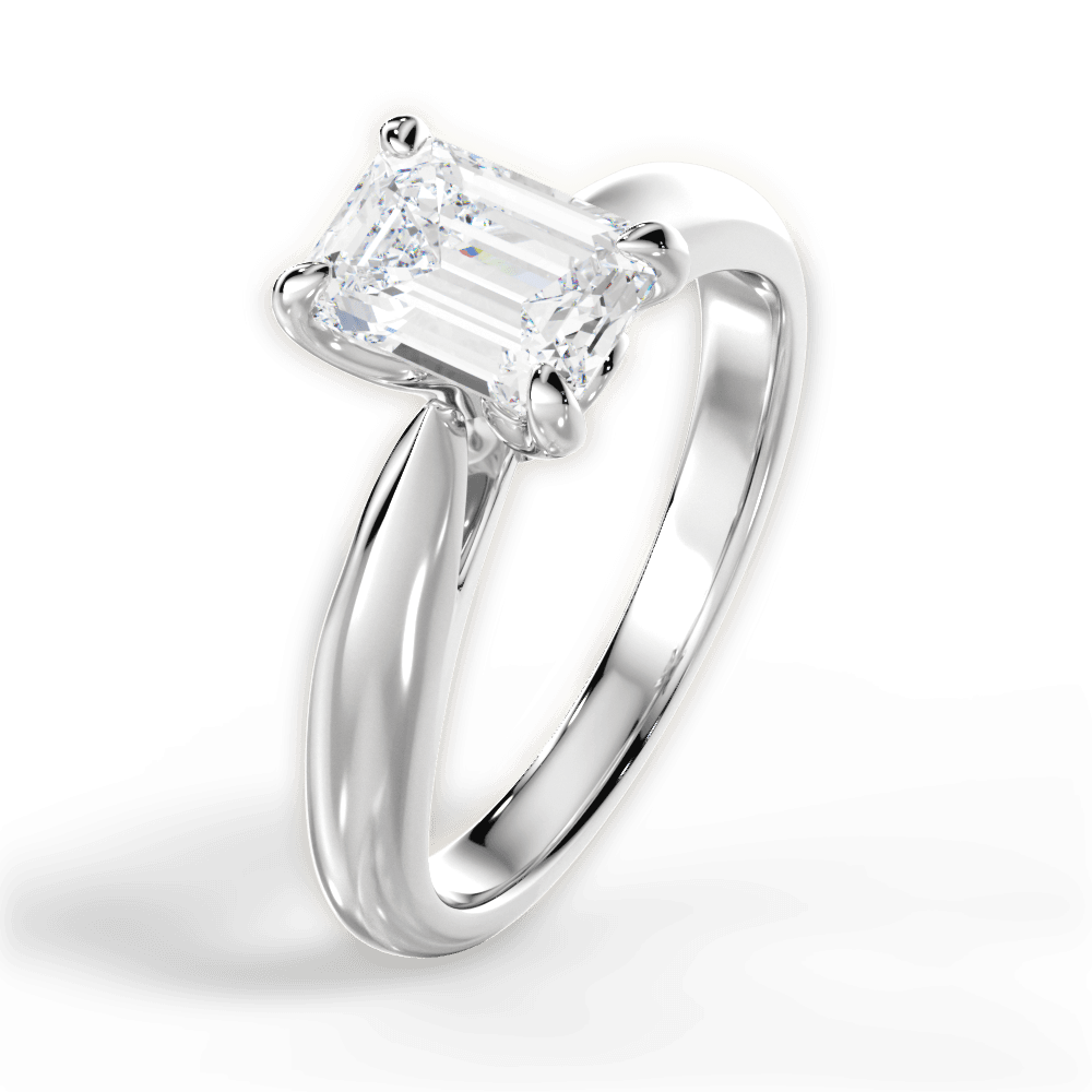 Beverly Emerald Cut Lab Grown Diamond Platinum Engagement Ring - View 4