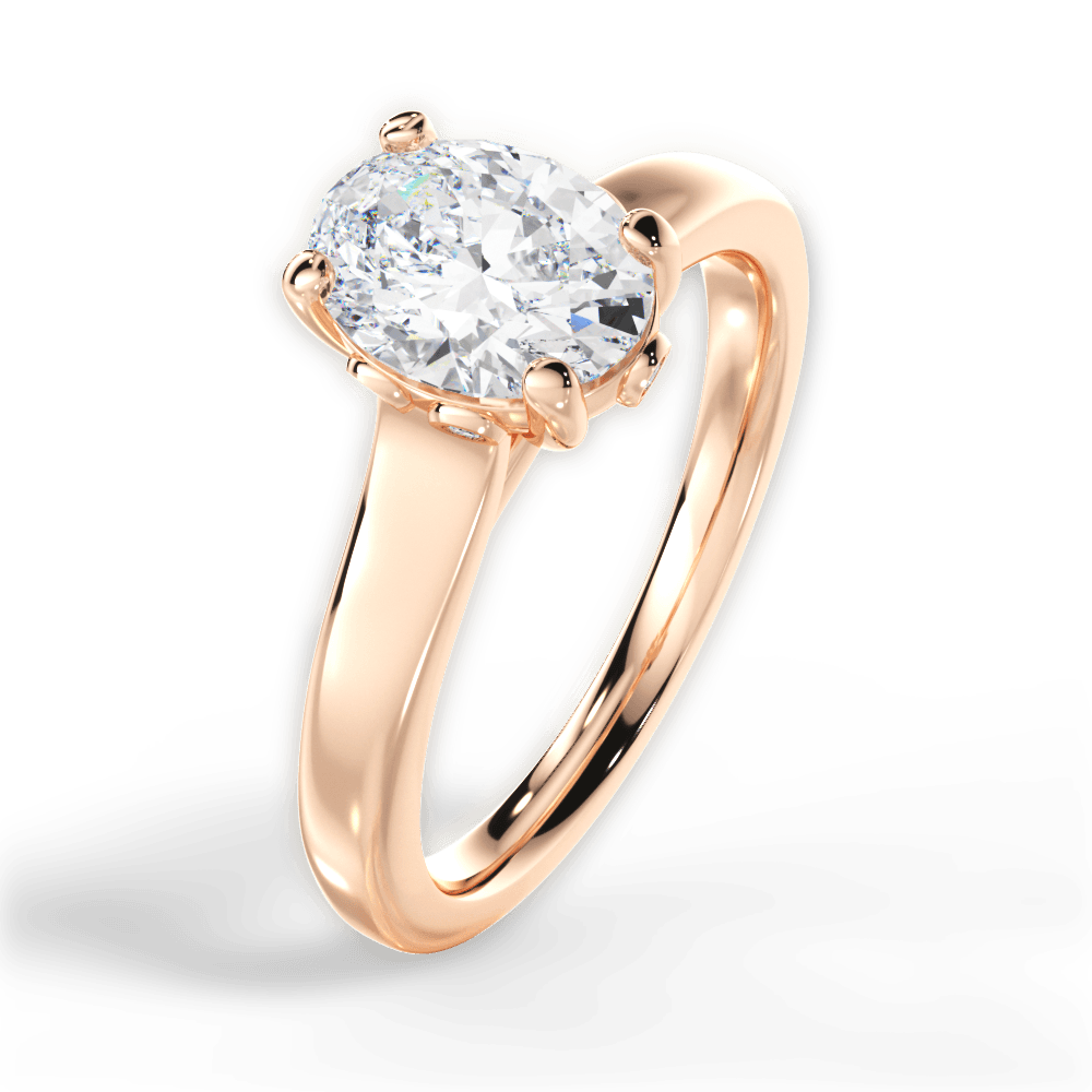 Carol Oval Cut Lab Grown Diamond 18Kt Rose Gold Engagement Ring - View 3