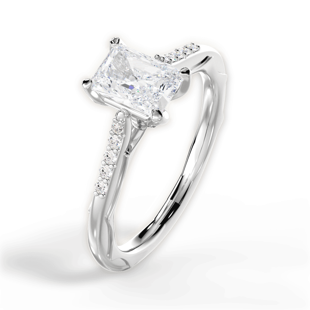 Christina Radiant Cut Lab Grown Diamond Platinum Engagement Ring - View 4