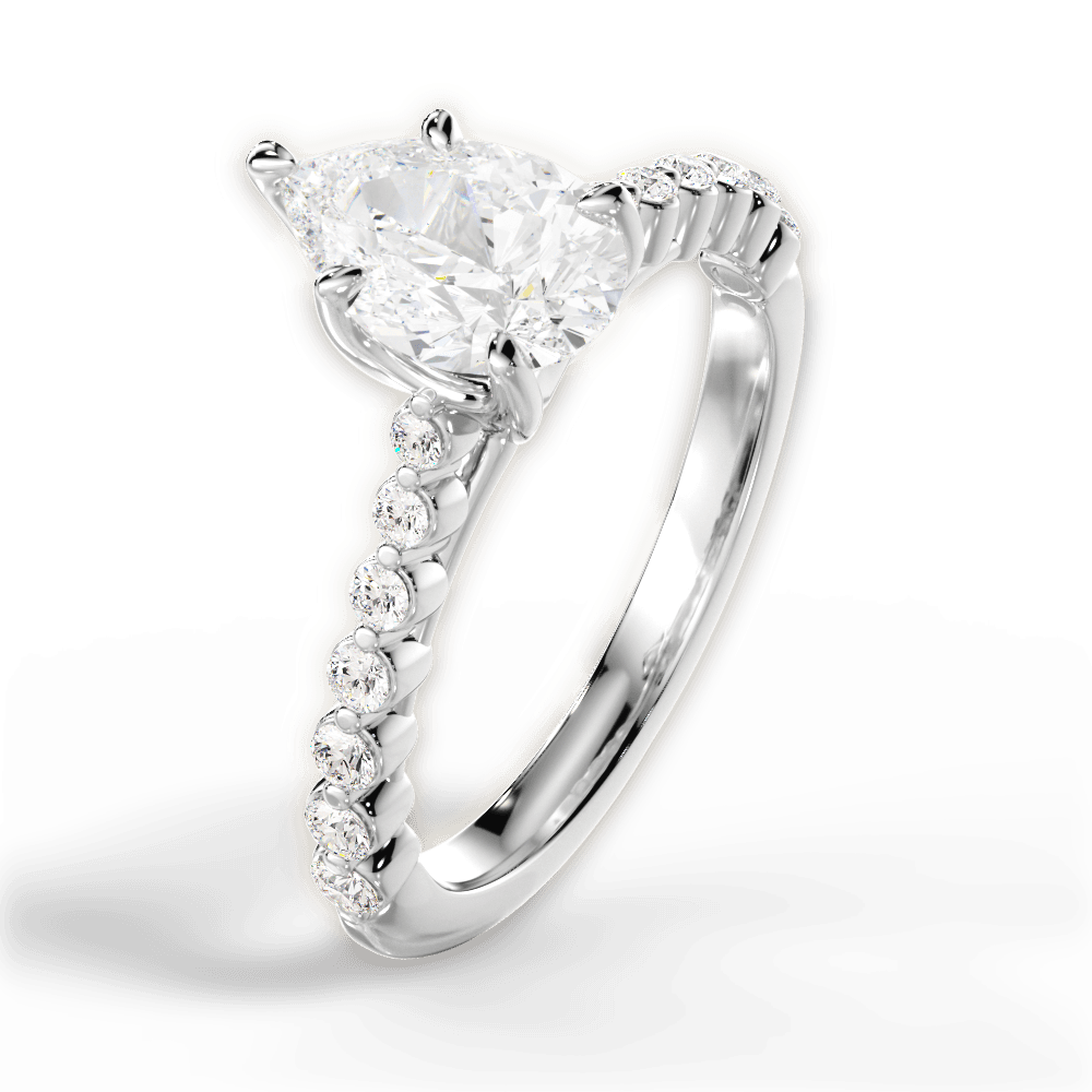 Dana Pear Cut Lab Grown Diamond 14Kt White Gold Engagement Ring - View 3