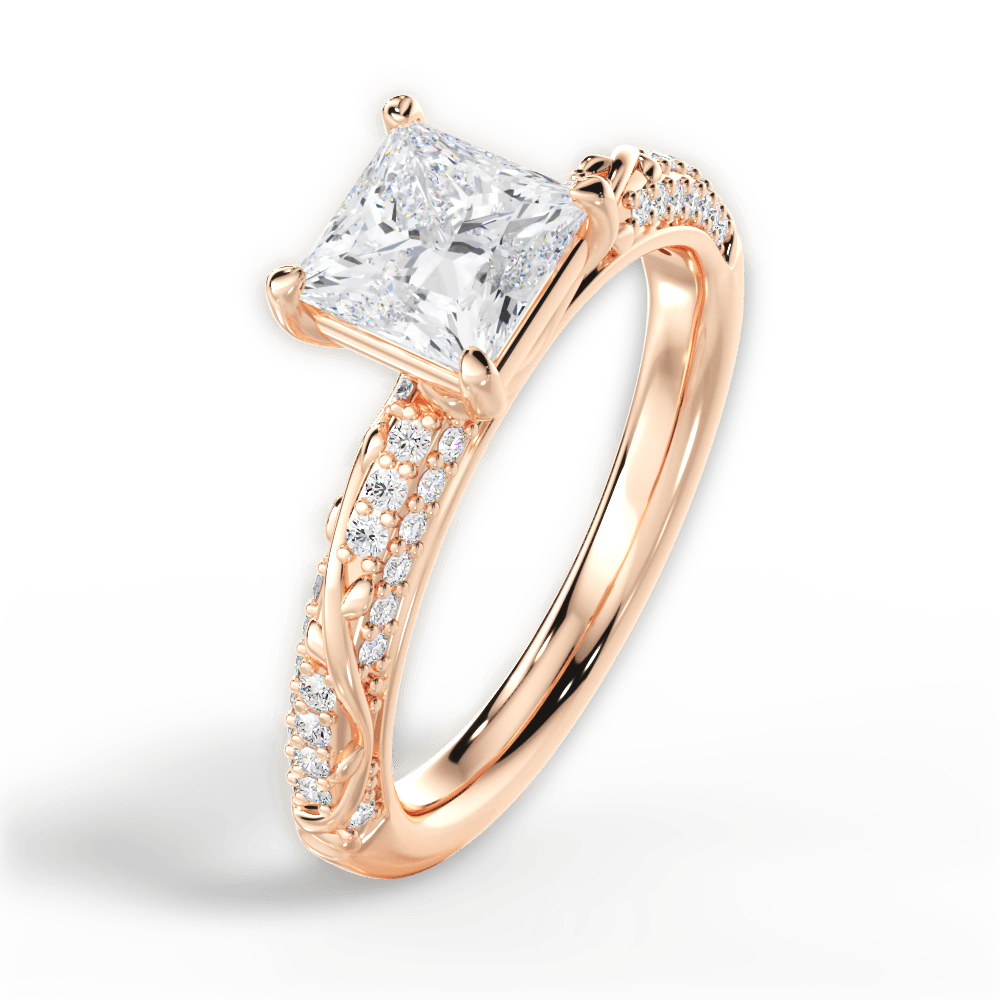 Gloria Princess Cut Lab Grown Diamond 18Kt Rose Gold Engagement Ring - View 3