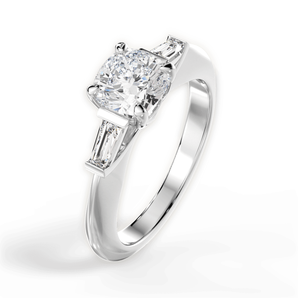 Emily Cushion Cut Lab Grown Diamond 18Kt White Gold Engagement Ring - View 2