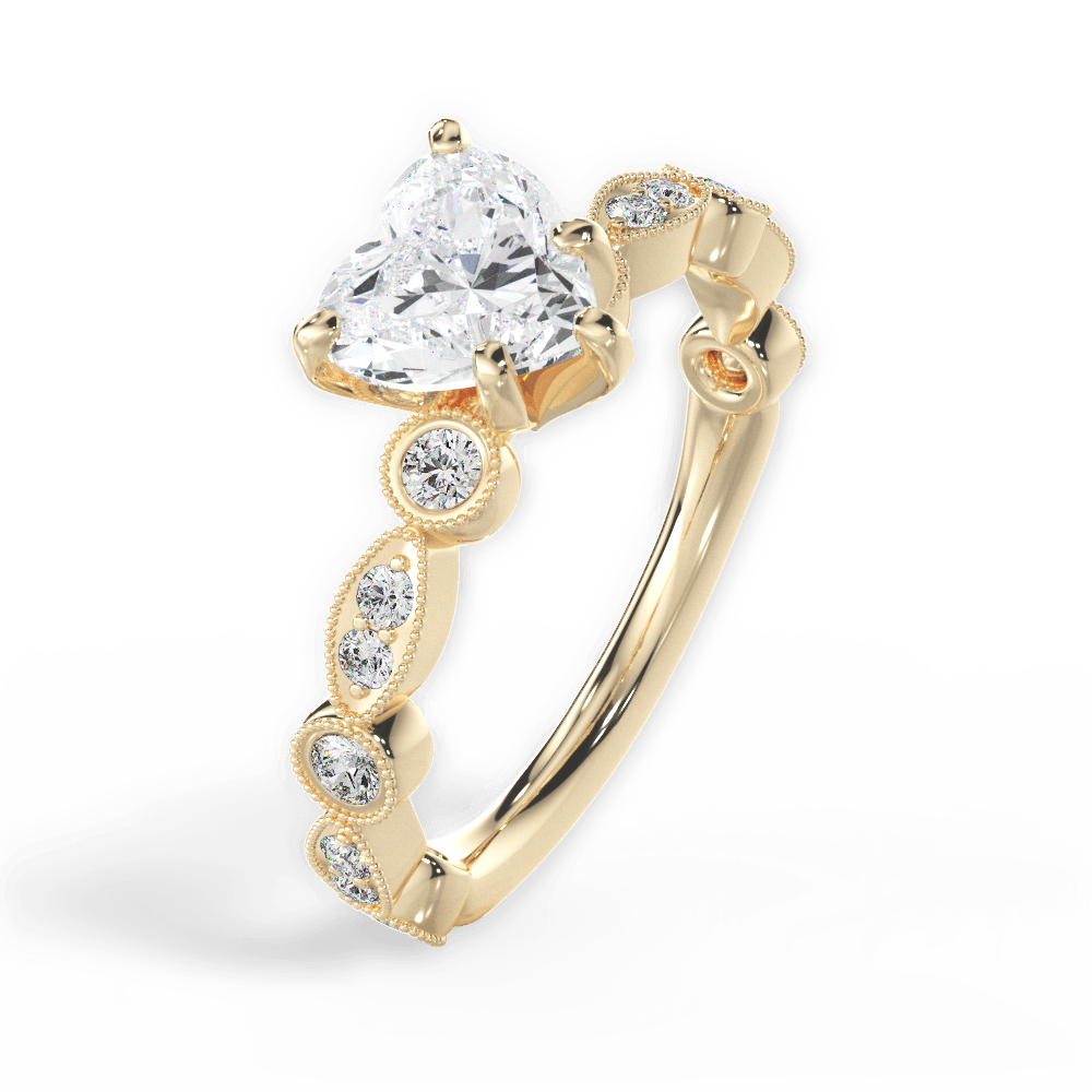 Edith Heart Cut Lab Grown Diamond 18Kt Yellow Gold Engagement Ring - View 4