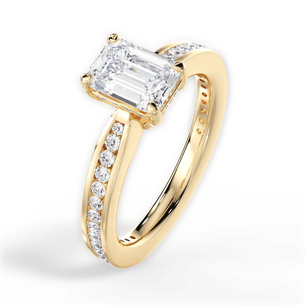 Katelyn Emerald Cut Lab Grown Diamond 18Kt Yellow Gold Engagement Ring - View 3