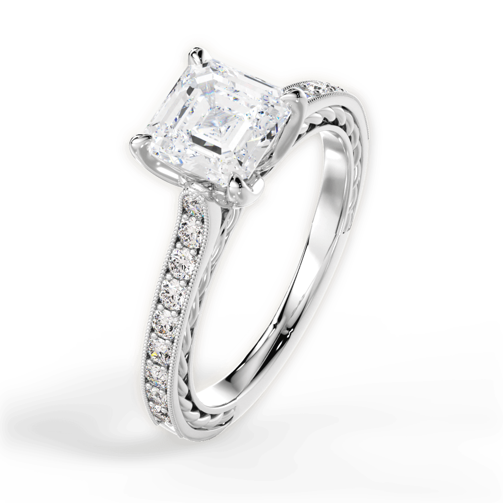 Gilda Asscher Cut Lab Grown Diamond Platinum Engagement Ring - View 2