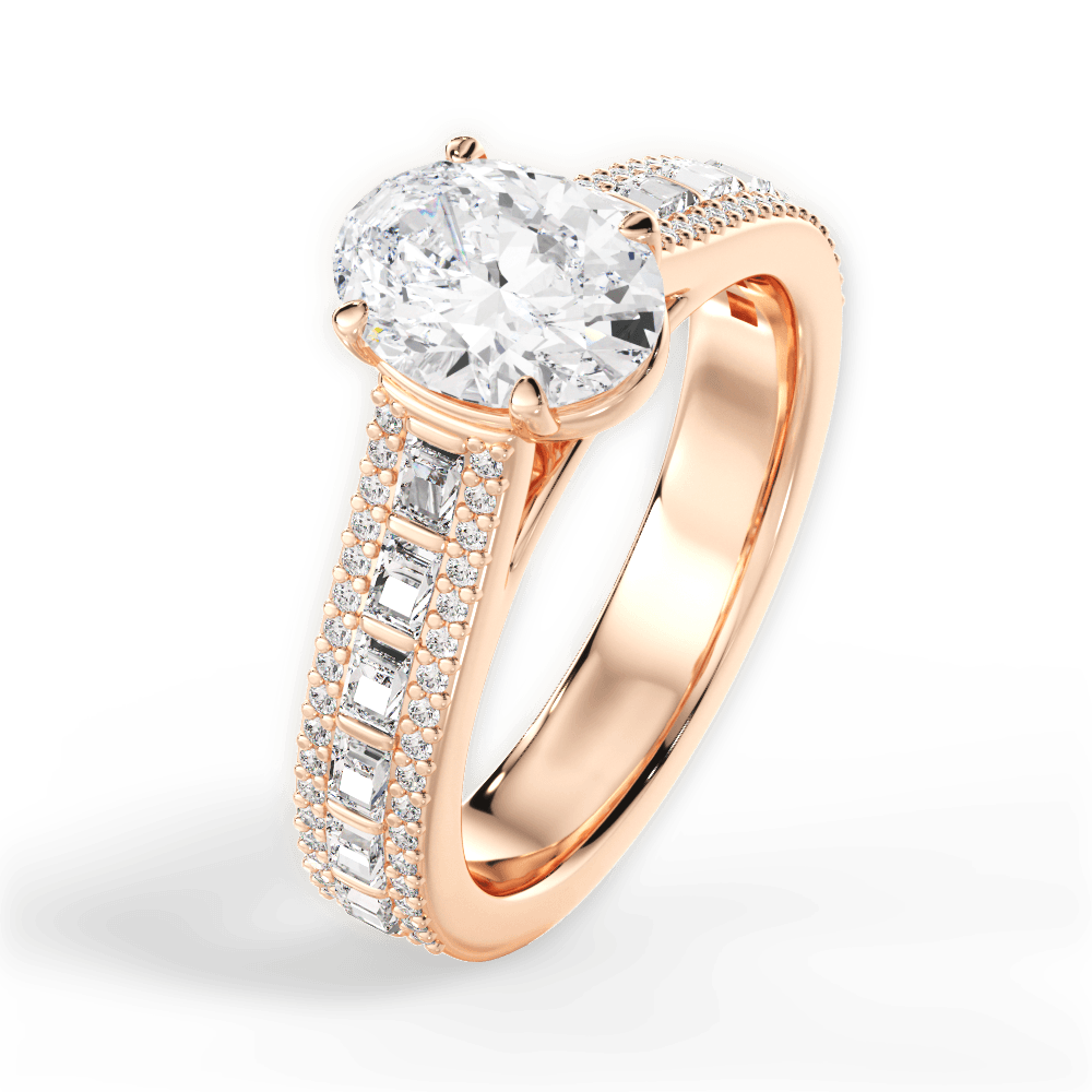 Lynn Oval Cut Lab Grown Diamond 18Kt Rose Gold Engagement Ring - View 4