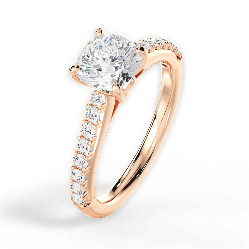 Elizabeth Cushion Cut Lab Grown Diamond 18Kt Rose Gold Engagement Ring - View 3