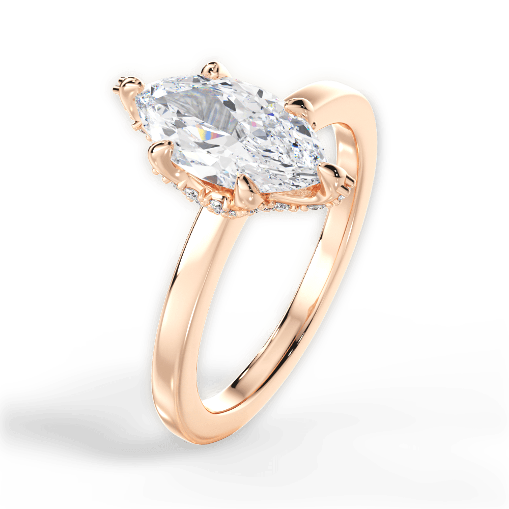 Gemma Marquise Cut Lab Grown Diamond 18Kt Rose Gold Engagement Ring - View 2