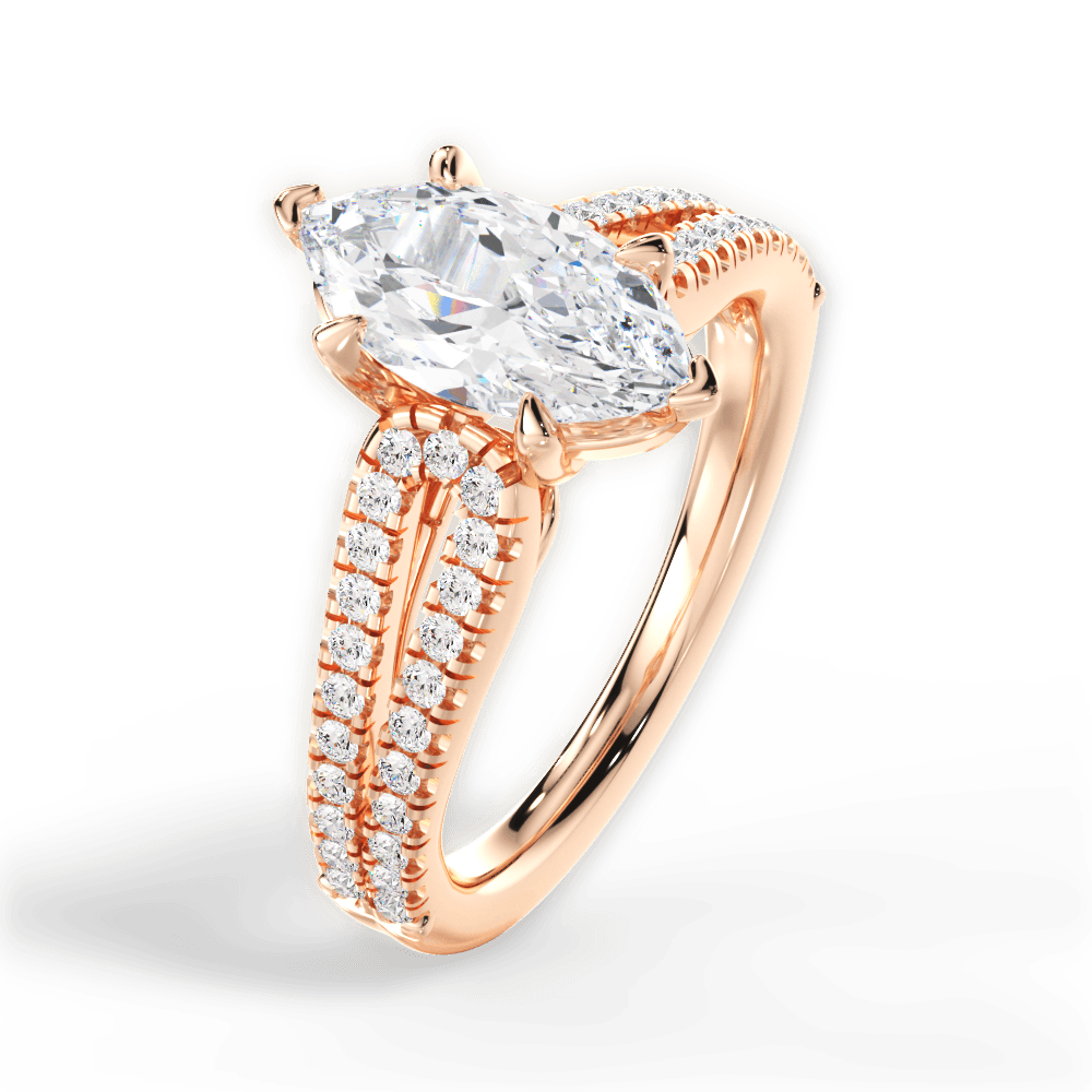 Jessica Marquise Cut Lab Grown Diamond 18Kt Rose Gold Engagement Ring - View 2