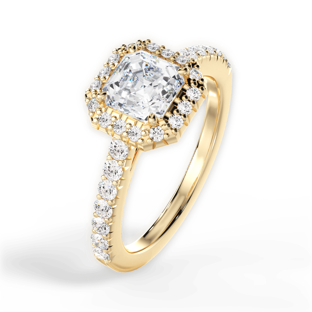 Kathleen Asscher Cut Lab Grown Diamond 18Kt Yellow Gold Engagement Ring - View 4