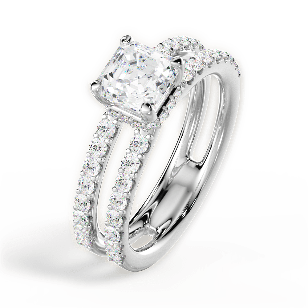 Christie Asscher Cut Lab Grown Diamond Platinum Engagement Ring - View 3
