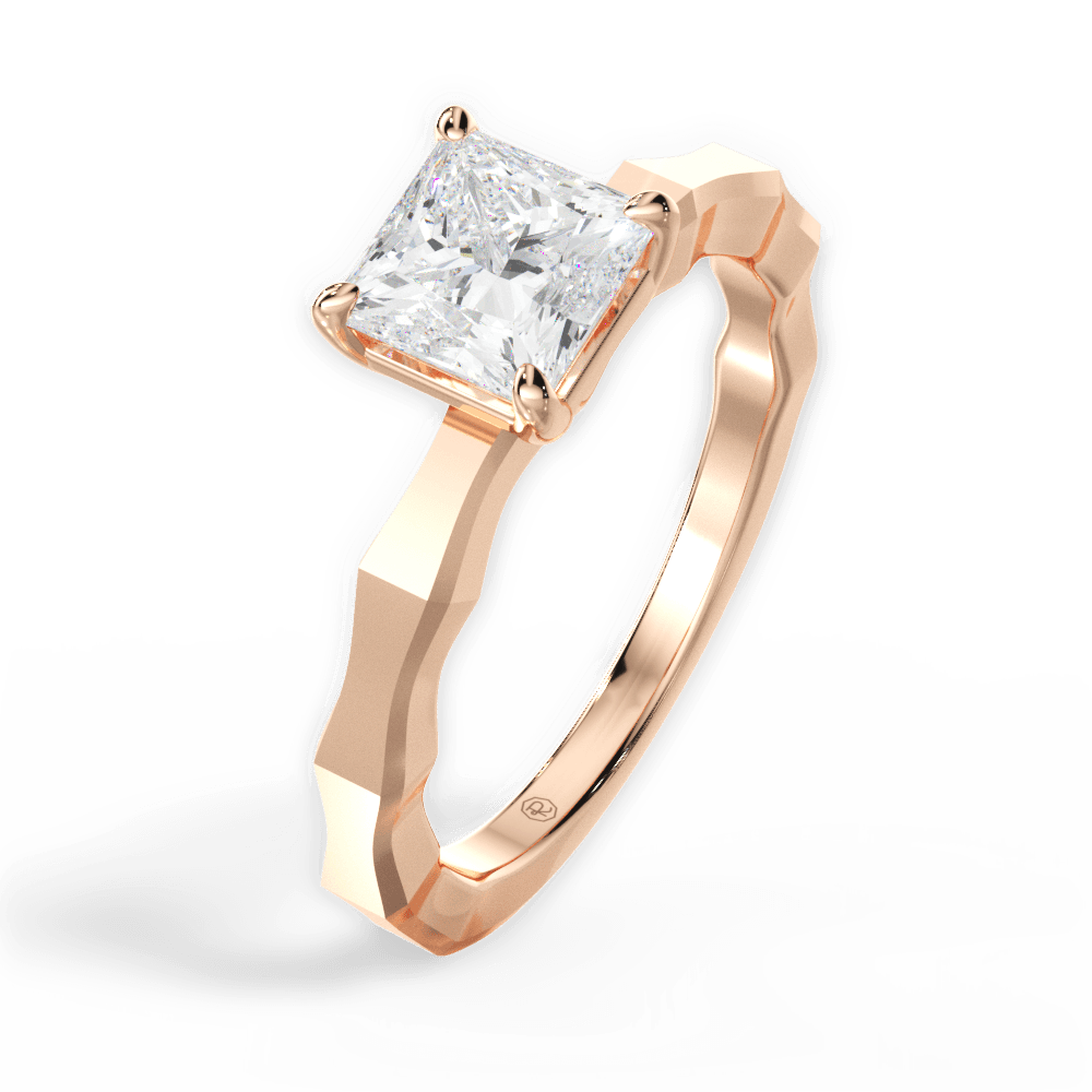 Aaliyah Princess Cut Lab Grown Diamond 18Kt Rose Gold Engagement Ring - View 3