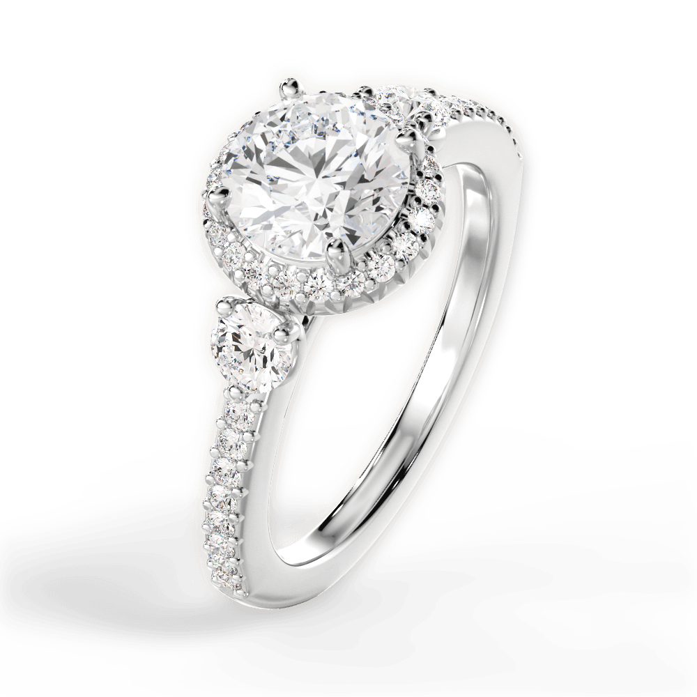 Julia Round Cut Lab Grown Diamond 18Kt White Gold Engagement Ring - View 2