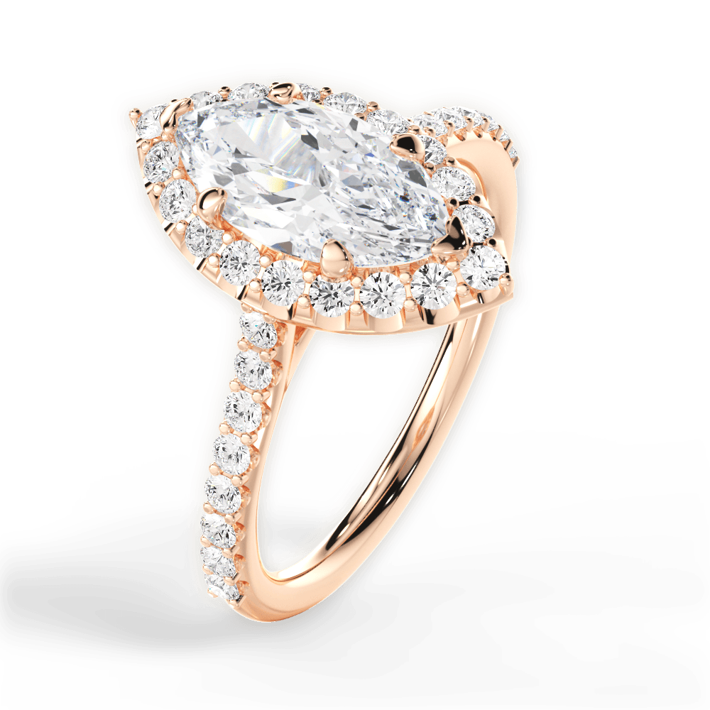 Leah Marquise Cut Lab Grown Diamond 18Kt Rose Gold Engagement Ring - View 4