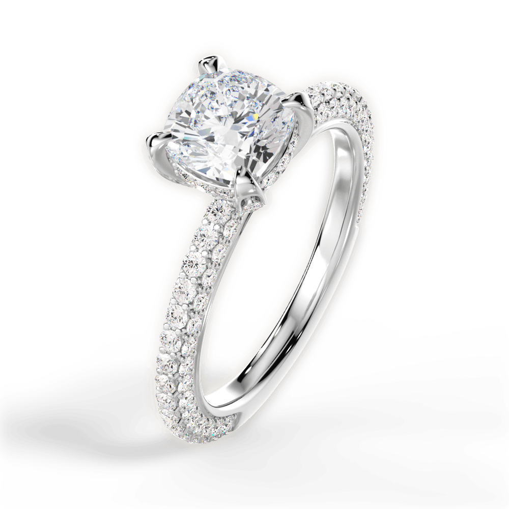 Madeline Cushion Cut Lab Grown Diamond 14Kt White Gold Engagement Ring - View 4