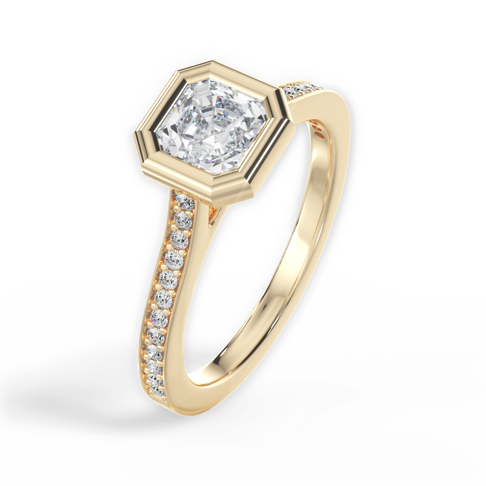 Deanna Asscher Cut Lab Grown Diamond 18Kt Yellow Gold Engagement Ring - View 4