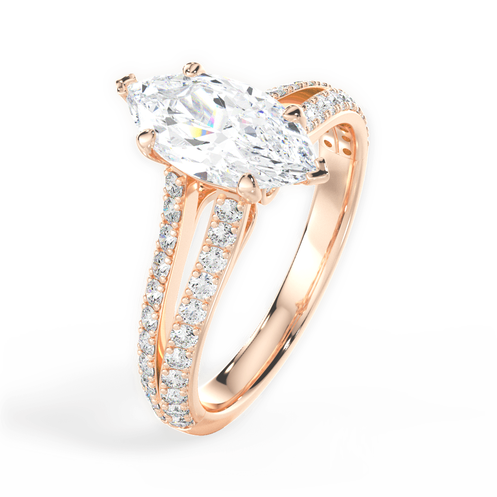 Kendra Marquise Cut Lab Grown Diamond 18Kt Rose Gold Engagement Ring - View 3