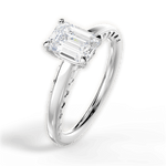 Annette Emerald Cut Lab Grown Diamond 14Kt White Gold Engagement Ring - View 3