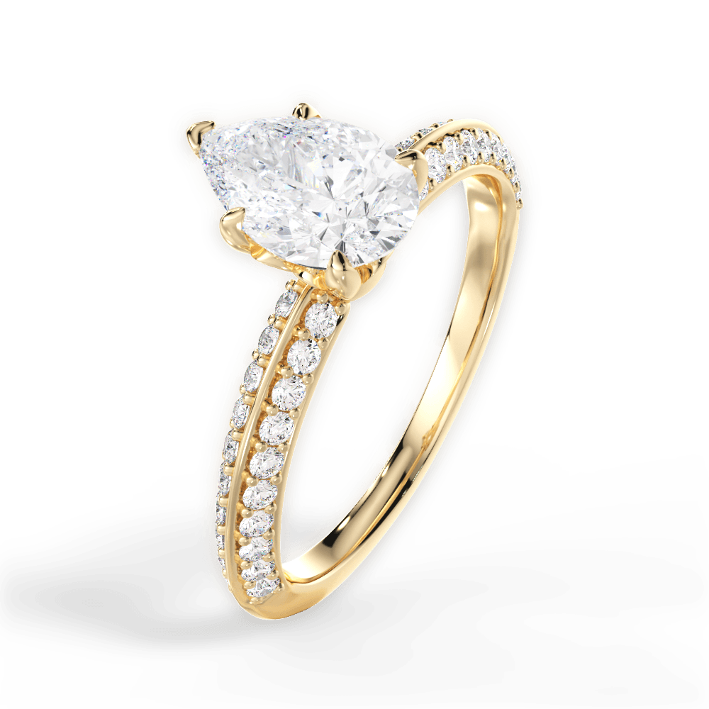 Gail Pear Cut Lab Grown Diamond 18Kt Yellow Gold Engagement Ring - View 4