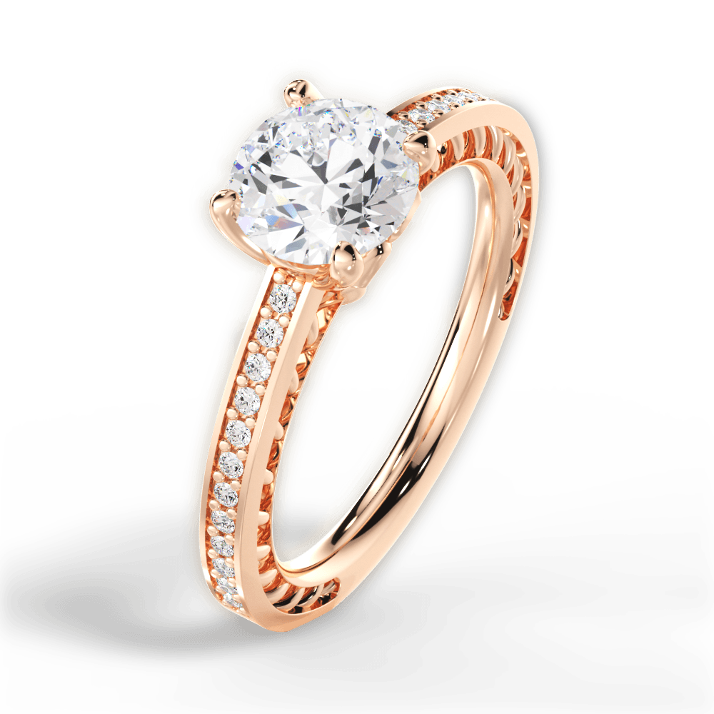 Donna Round Cut Lab Grown Diamond 18Kt Rose Gold Engagement Ring - View 2