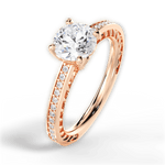 Donna Round Cut Lab Grown Diamond 18Kt Rose Gold Engagement Ring - View 2