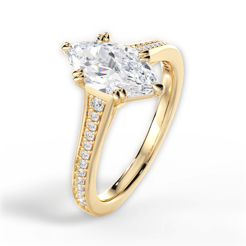 Delia Marquise Cut Lab Grown Diamond 18Kt Yellow Gold Engagement Ring - View 3