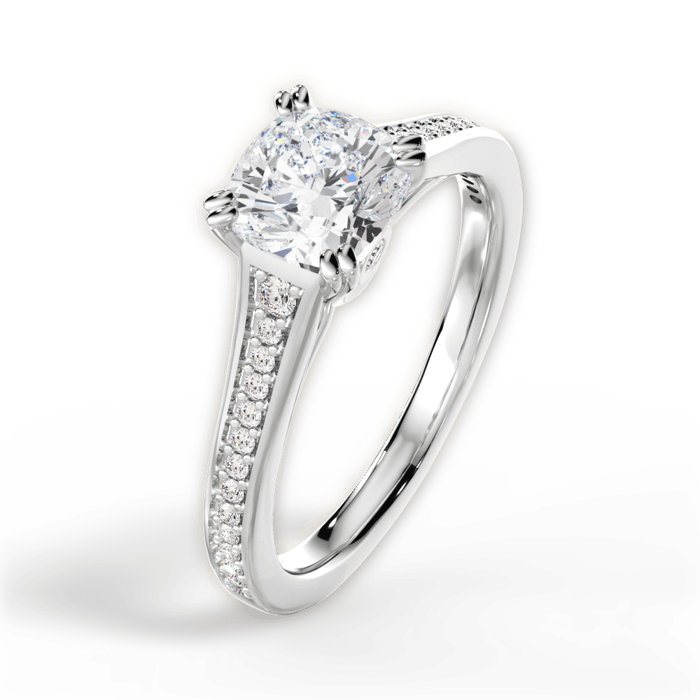 Delia Cushion Cut Lab Grown Diamond 14Kt White Gold Engagement Ring - View 4
