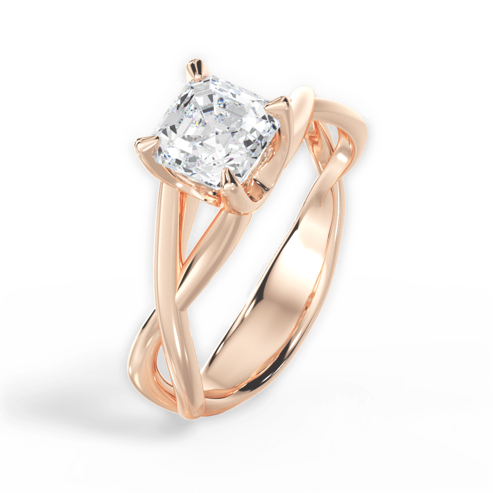 Aubrey Asscher Cut Lab Grown Diamond 18Kt Rose Gold Engagement Ring - View 3