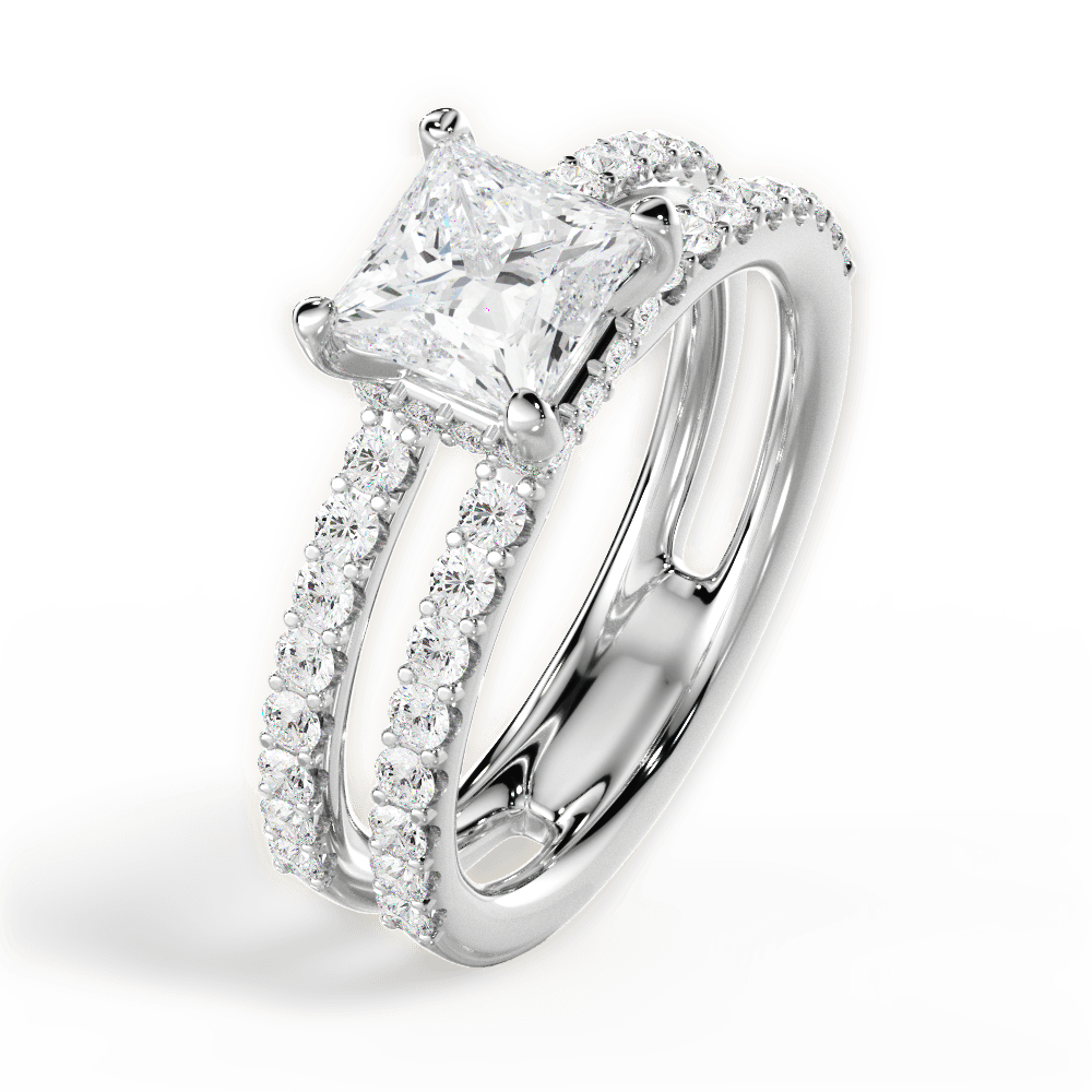 Christie Princess Cut Lab Grown Diamond 18Kt White Gold Engagement Ring - View 3