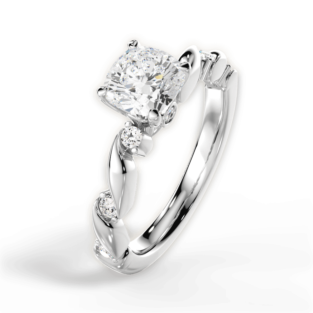 Emma Cushion Cut Lab Grown Diamond 14Kt White Gold Engagement Ring - View 3