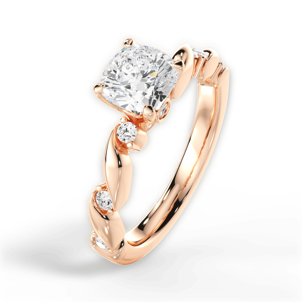 Emma Cushion Cut Lab Grown Diamond 18Kt Rose Gold Engagement Ring - View 4