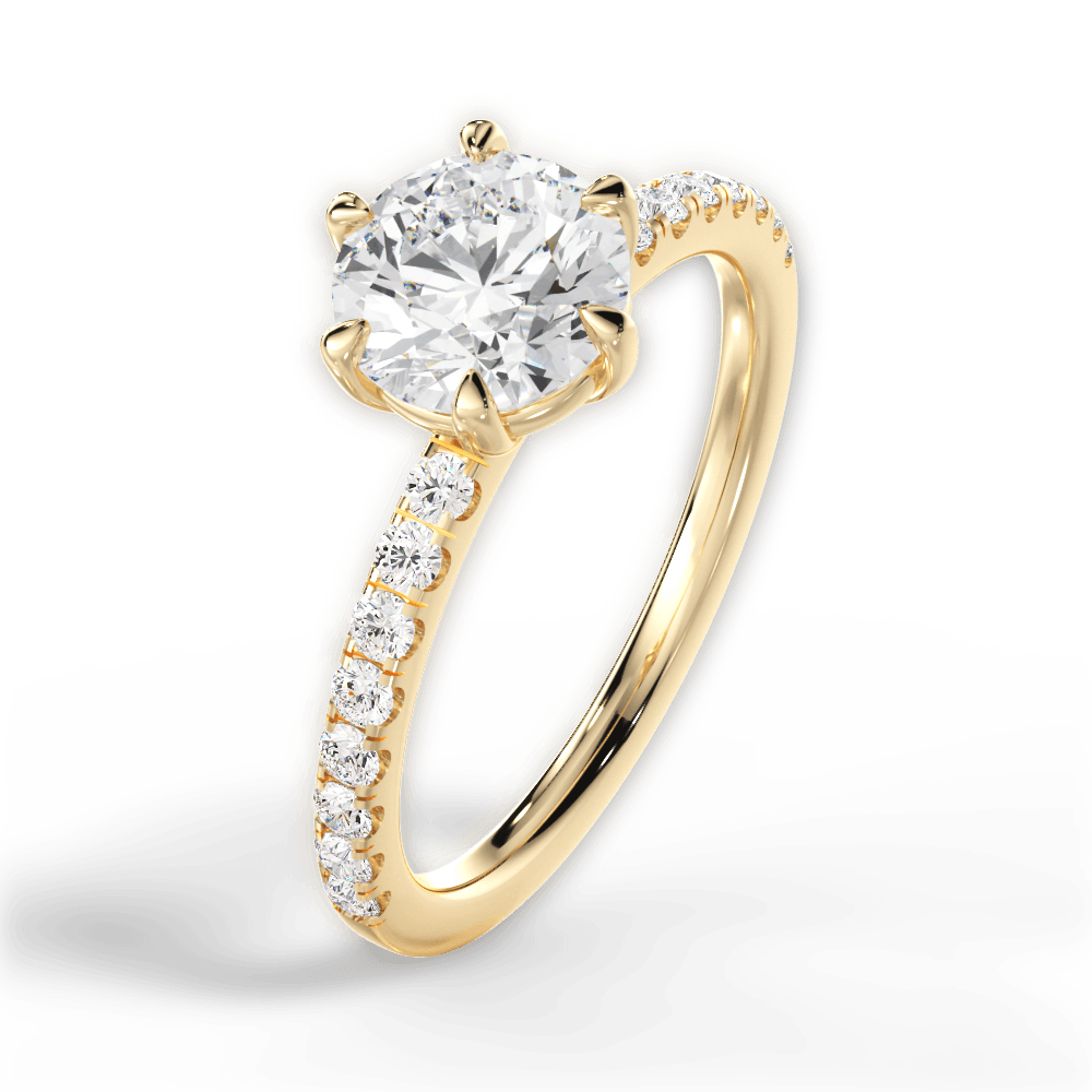 Eleanor Round Cut Lab Grown Diamond 18Kt Yellow Gold Engagement Ring - View 4