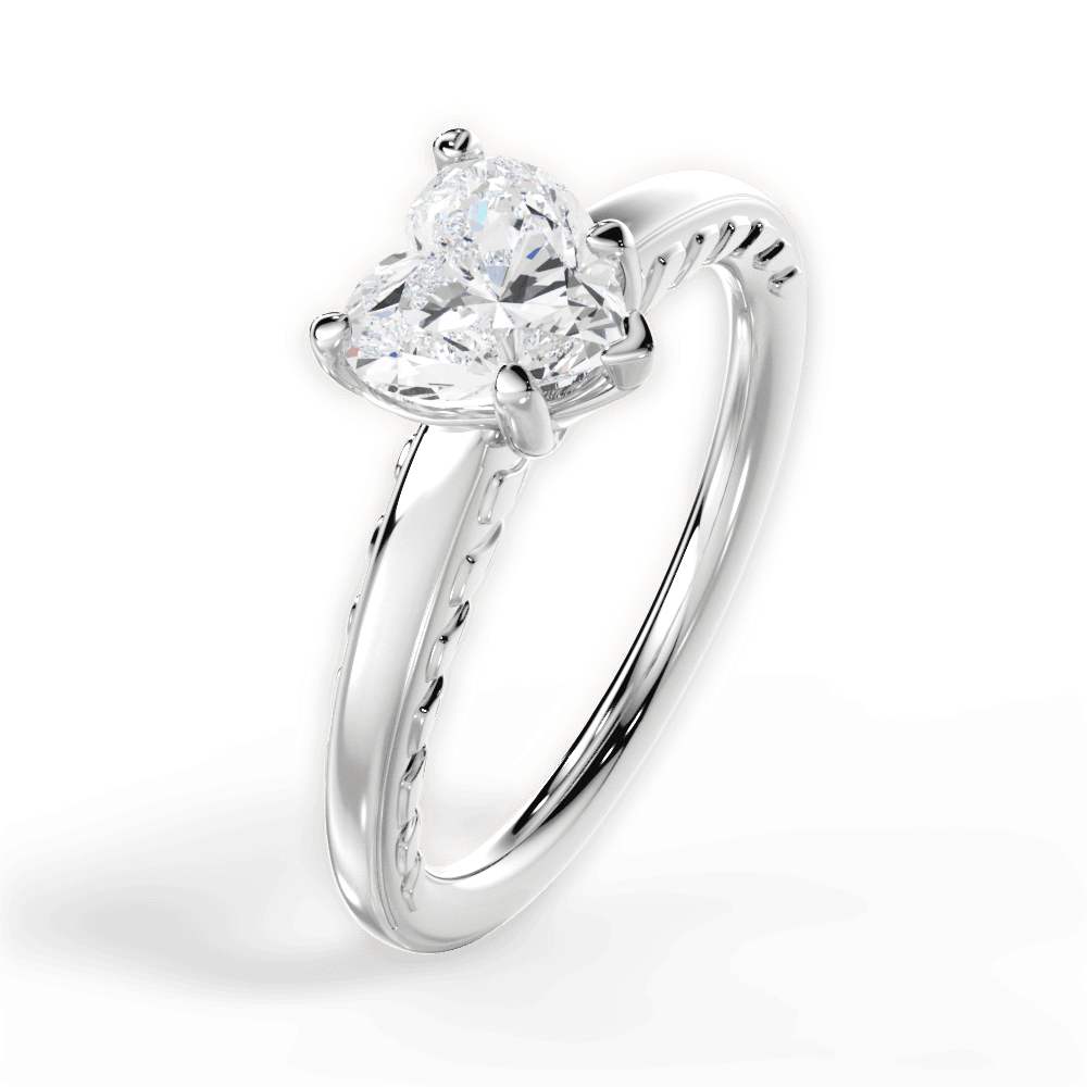Annette Heart Cut Lab Grown Diamond 14Kt White Gold Engagement Ring - View 3