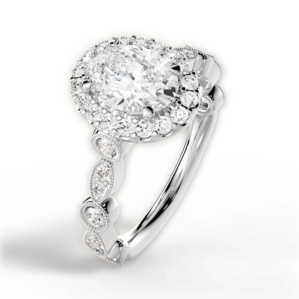 Irene Oval Cut Lab Grown Diamond 18Kt White Gold Engagement Ring - View 3