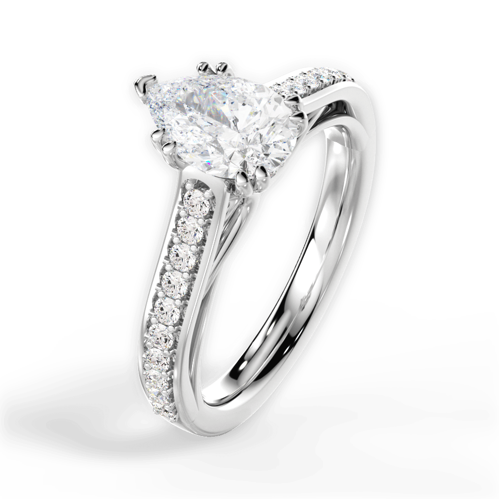 Deborah Pear Cut Lab Grown Diamond 18Kt White Gold Engagement Ring - View 3