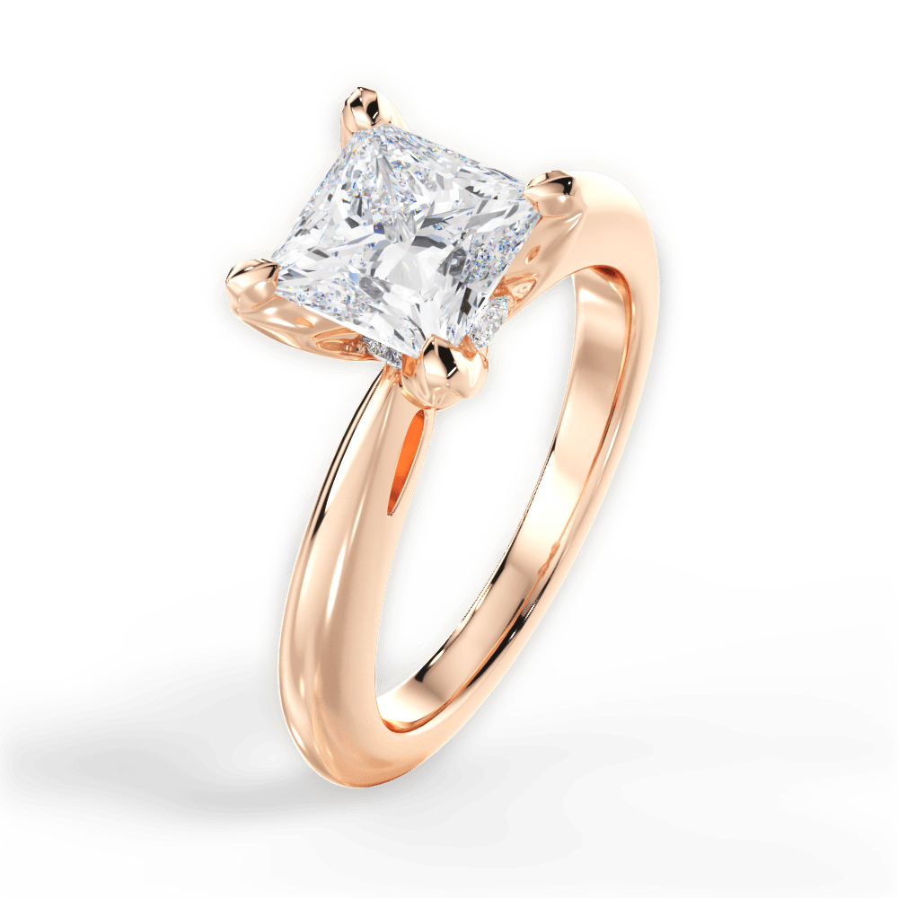 Elaine Princess Cut Lab Grown Diamond 18Kt Rose Gold Engagement Ring - View 2
