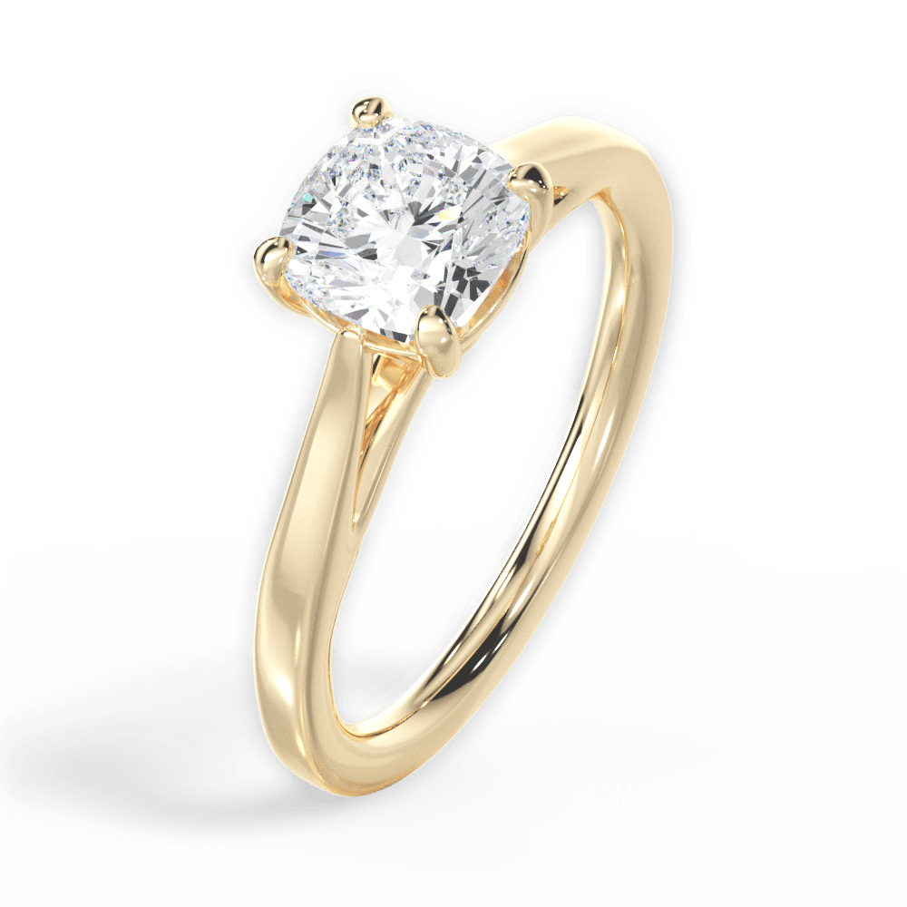 Angie Cushion Cut Lab Grown Diamond 18Kt Yellow Gold Engagement Ring - View 4