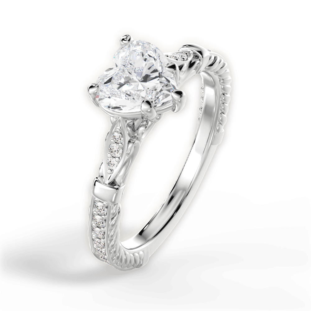 Gabriela Heart Cut Lab Grown Diamond Platinum Engagement Ring - View 3