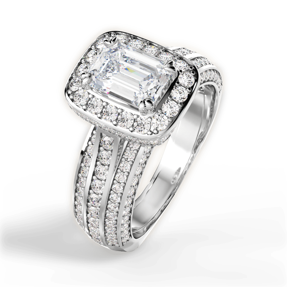 Madison Emerald Cut Lab Grown Diamond 14Kt White Gold Engagement Ring - View 2