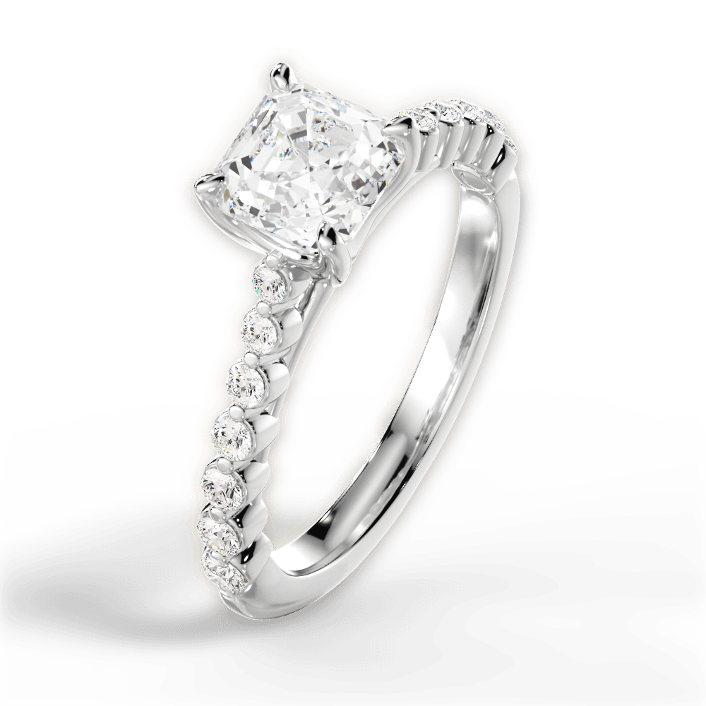 Dana Asscher Cut Lab Grown Diamond 18Kt White Gold Engagement Ring - View 3