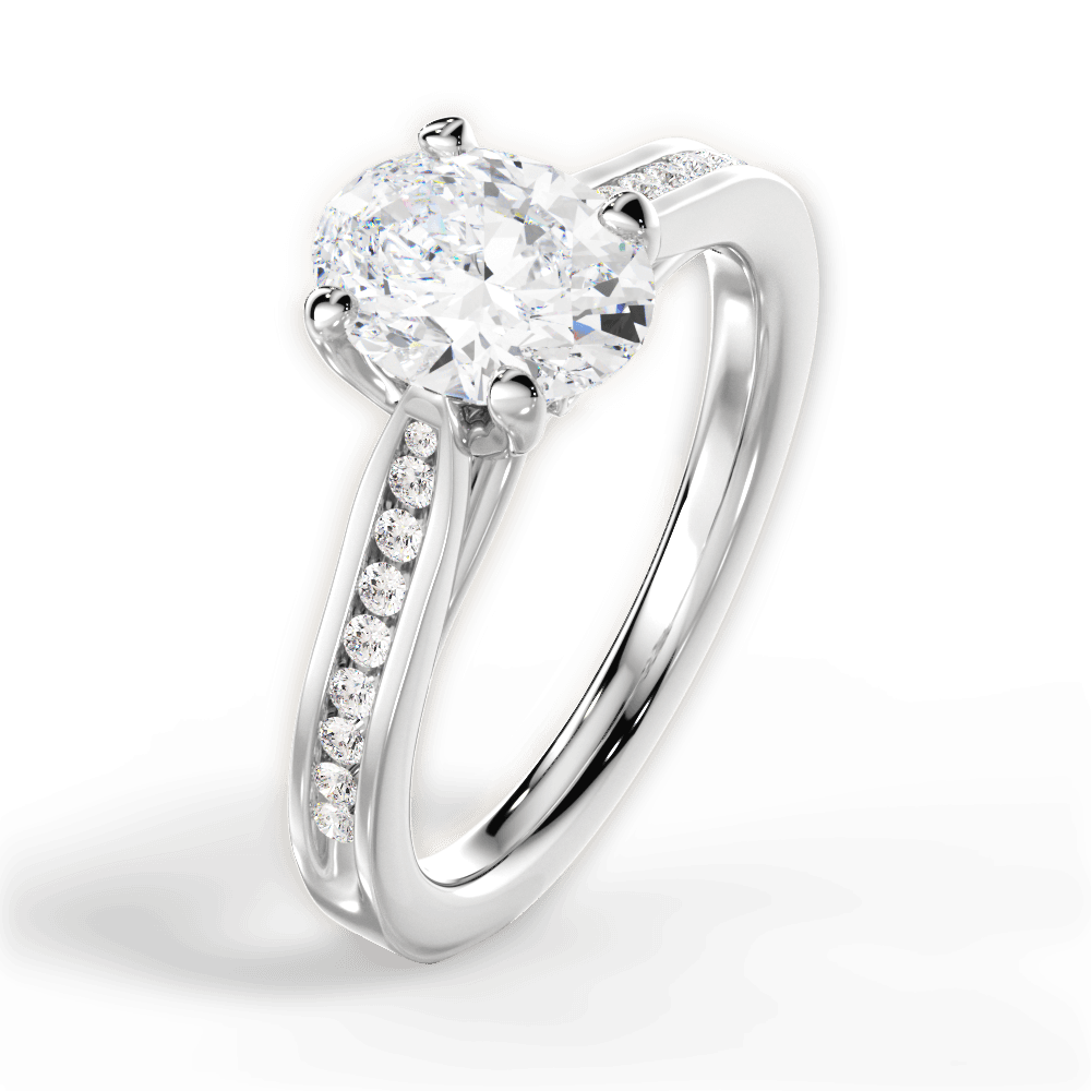 Elena Oval Cut Lab Grown Diamond 14Kt White Gold Engagement Ring - View 3