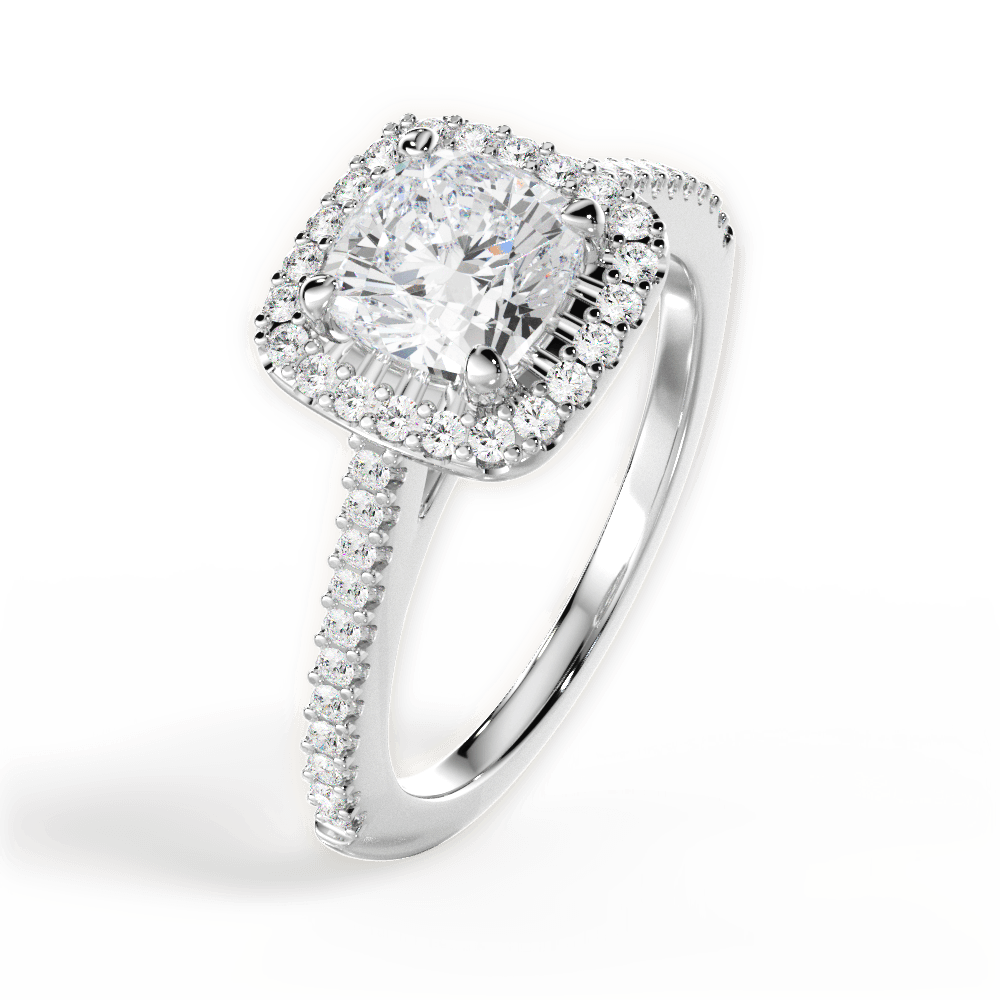 Jeanne Cushion Cut Lab Grown Diamond 14Kt White Gold Engagement Ring - View 2